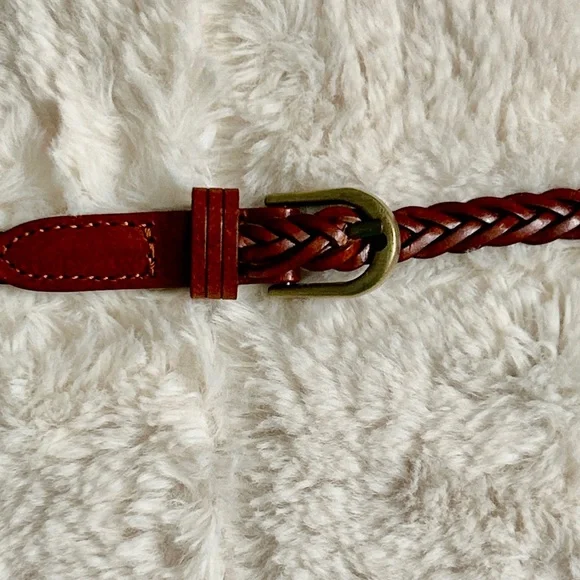 Braided Leather Belt with Brass Buckle - Picture 1 of 9